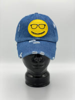 Distressed Vintage Nerd Smiley Face Baseball Cap