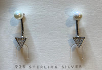 Pyramid & Pearl Stud Jacket Earrings